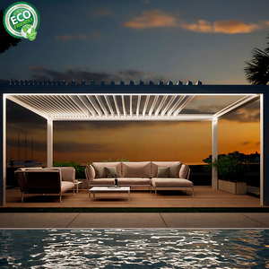 Pérgola Moderna de Aluminio con Recubrimiento en Polvo Blanco, Rectangular, para Exteriores, Gazebo para Piscina, Ecológica - Product Image 1
