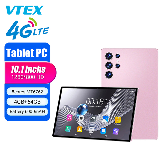 10.1 Inch 4G LTE Android Tablet 4GB 64GB MTK6762 Octa Core 2.0GHz 13MP 5MP Cameras 6000mAh Battery Metal Shell Android Tablet Pc