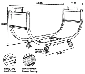 <span class=keywords><strong>Porte</strong></span>-bûches en acier forgé décoratif de qualité supérieure, robuste et durable, avec roues - Product Image 2