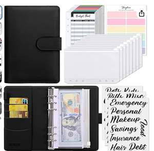 Organizzatore in pelle a 6 anelli con raccoglitore di Budget in contanti con pianificatore senza debiti - Product Image 2