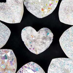 بيع بالجملة كريستال نحت الحرف اليدوية مطلي بالكهرباء ملاك هالة Druzy القلب لديكور المنزل - Product Image 3