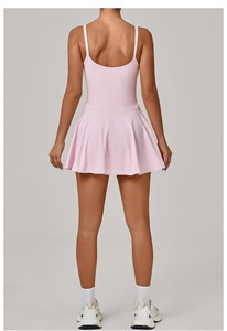 Robe de sport moulante anti-transparence avec coussinets intégrés, respirante, dos nu, pour golf, yoga, tennis - Product Image 3