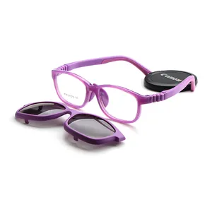2022 en moda renkli çocuklar güneş gözlüğü silikon manyetik gözlük Clip-on gözlük