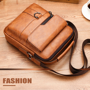 IStapromo Gifts Hot Sale Men's Business PU Leather <b>Waterproof</b> Messenger Backpack Embossed Logo Casual Outdoor Sport Shoulder Bag - Product Image 2