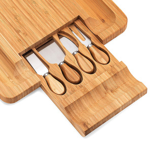 Bamboo cheese board <b>set</b>, bamboo cheese knife <b>set</b>, cheese board drawer, cheese board, cutting board, <b>square</b> - Product Image 4