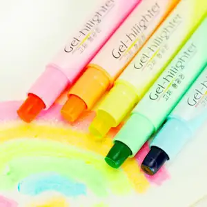 2022 promotion a set of 6pcs wax solid gel highlighter marker pen