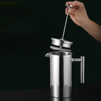 Cafetière à piston de camping, cafetière de voyage, cafetière à piston portable à double paroi isolée en acier inoxydable