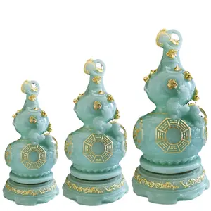 Resina Jade Gourds Wu Lou Decoração Em Resina Artesanato Gourd Decoração Fortune Tree Living Room Decoração Wu Lou Hu Lu Estátua