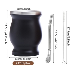 แก้วเยอร์บา มาเต้ สแตนเลสสตีล 8 ออนซ์ สกรีนโลโก้ได้ ผนังสองชั้นสุญญากาศ เก็บความร้อน-เย็น เป็นมิตรกับสิ่งแวดล้อม ใช้กับน้ำร้อนได้ - Product Image 3