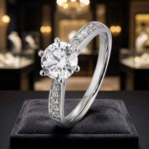 Bague en or blanc 14 carats avec diamant de laboratoire personnalisé 1CT 2CT 3CT pour mariage, fiançailles, fête, cadeau avec gravure - Product Image 6