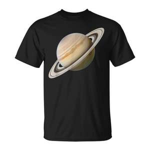 Camiseta con gráfico del planeta Saturno, diseño de ciencia espacial, unisex para adultos, color negro - Product Image 1
