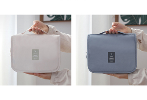 Sac de maquillage unisexe de haute qualité avec logo personnalisé, en polyester, organiseur de voyage pour cosmétiques, trousse de toilette suspendue pour salle de bain - Product Image 4