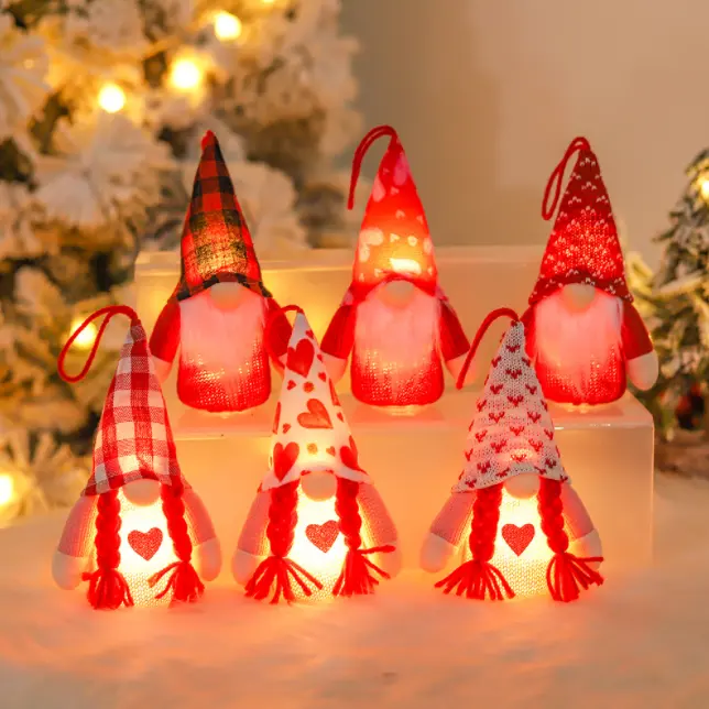 LED çift tarzı sevgililer günü süslemeleri noel ışıkları ile Gnome sevgililer günü hediyesi