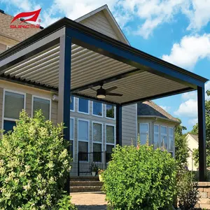 SUNC Modern Pergola Retractable Roof Louvered Patio Waterproof Bioclimatic Electric Louvered Pergola Aluminium Outdoor