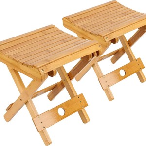 Folding Wooden Bath <b>Stool</b> Solid Wood Rectangular Foldable <b>For</b> <b>Bathroom</b> Use - Product Image 5
