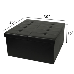 76*76*38cm <strong>Queen</strong> Size Doubleman Flipping Lid PVC Leather Foldable Inner Divider Bedroom Entry Furniture Storage Bench <strong>Stool</strong> - Product Image 2