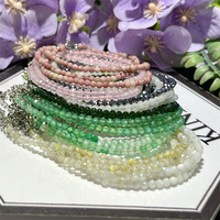 Bracelet artisanal en pierres précieuses, perles facettées en cristal de 3 mm, bracelet ajustable pour femme, bijoux