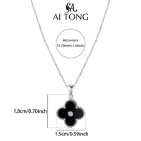 Collier pendentif classique trèfle à quatre feuilles en acier inoxydable plaqué or 14 carats, cuivre et zircon, mignon, tendance, pour cadeau d'anniversaire