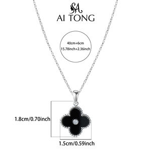 क्लासिक चार पत्ती क्लैवर 14k सोने की प्लेटेड स्टेनलेस स्टील कॉपर ज़िरकॉन प्यारा ट्रेंडी फैशन पेलेंट हार - Product Image 5