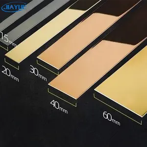 Jiayue Tile Trim Gold Mirror Black Brushed Wall Background Furniture Flat Strip Stainless Steel Metallic Decoration Profiles