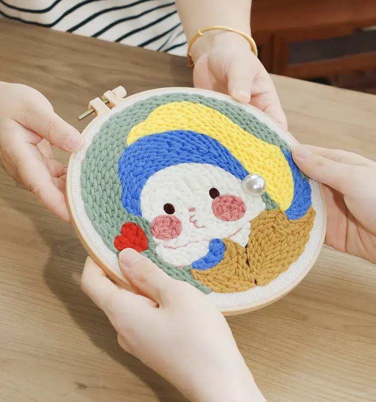 JOYFUL-Poke y bordado hecho a mano DIY pintura de lana hecho en casa lindo patrón de dibujos animados regalo adornos creativos