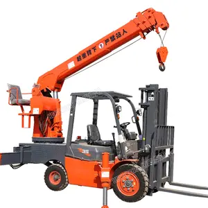 Mini construction used forklift truck crane