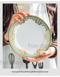 Wholesale <strong>British</strong> Dining Plate Restaurants Round Steak Plate Gold Rim Ceramics Wedding Porcelain Tableware <strong>Dishes</strong> &amp; Plates - Product Image 6