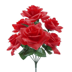 Bouquet de roses artificielles en soie rose, 7 têtes, grand format, fait main, pour décoration, vente en gros à Yiwu - Product Image 2