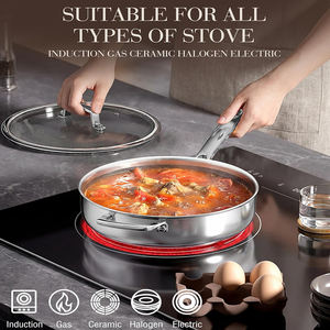 Sartén y Cacerola Profunda de Acero Inoxidable Triple con Revestimiento Antiadherente de Titanio de Lujo, con Tapa de Vidrio para Cocina de Inducción - Product Image 3