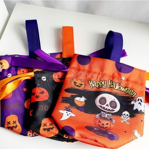 Bolsas de Lona Impermeables con Cordón para Dulces de Halloween, Diseño de Calabaza y Fantasma, Bolsa de Regalo con Asa para Niños, Venta al Por Mayor - Product Image 3
