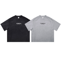 Camiseta de Verano para Hombre, de Manga Corta, a la Moda, de Alta Calidad, con Lavado Ácido, Logotipo Personalizado, Tela 100% Algodón, 275 g/m², Talla Grande