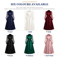 Robe chemise formelle sur mesure en satin, coupe trapèze, longueur genou, pour tenue de travail d'entreprise, fête, anniversaire - Marque LANZI
