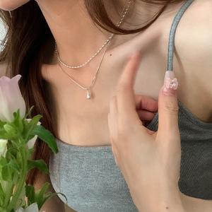 Collar de Plata de Ley S925 con Diseño Minimalista, Cadena de Hueso de Serpiente Cuadrada Trenzada Geométrica, Collares Básicos Apilados de Moda - Product Image 3