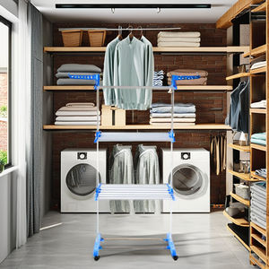 Tendedero Plegable <span class=keywords><strong>de</strong></span> Tubo <span class=keywords><strong>de</strong></span> Hierro con Revestimiento Resistente, Perchas para <span class=keywords><strong>Ropa</strong></span>, para Pantalones, para Almacenamiento en el Baño - Product Image 3