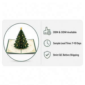 Carte de vœux de Noël imprimée numériquement en 3D avec vernis brillant et motif d'arbre pour offrir en cadeau en saison - Product Image 5