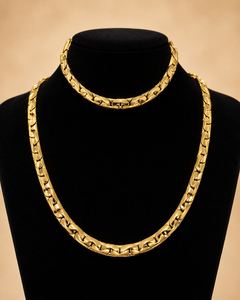 Conjunto de Joyería Clásico de Moda, Cadena Cubana y Collar Chapados en Oro de 14k para Hombre, Joyería para Boda, Compromiso y Fiesta - Product Image 6