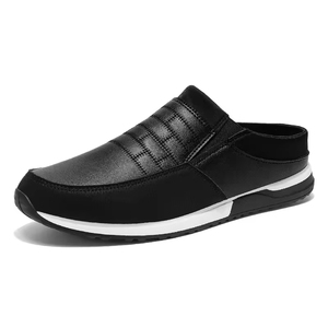 Breathable Casual PU Leather Men's <b>Half</b> Slippers <b>Slip</b> on Flat Sandals for Spring Autumn Summer Shoes - Product Image 6