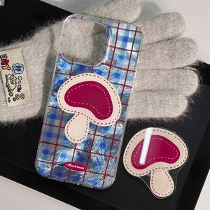 Coque arrière pour iPhone 16 15 14 13 Pro Max, motif mignon en forme de champignon, treillis, cœur d'amour, dégradé, coque arrière brillante et douce de style coréen - Product Image 2