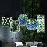 Lustre moderne nordique coloré en forme de feu d'artifice à l'intérieur d'un verre 3D, luminaires suspendus