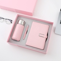 Promo en gros : Ensemble cadeau personnalisable pour filles, comprenant un carnet journal A5 en cuir PU bleu, un stylo et une tasse isotherme.