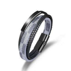 Toka inek derisi çok katmanlı örgülü Bohemian deri erkek bilezik ile toptan erkek deri bilezik - Product Image 1