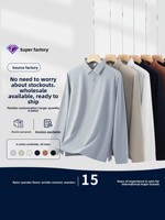 Chemise Homme Luxe Léger Automne Hiver, Col Uni Effet Gaufre, Sans Couture, Infroissable, Tendance Décontractée à Manches Longues