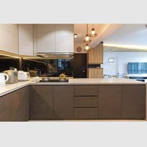 Juego de Muebles de Cocina Modernos Yaman, Gabinetes Superiores de Madera Maciza, Mesa de Bar, Accesorios de Embalaje Plano, Panel de Puerta Lacado, Cocina con Isla - Product Image 2