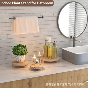 Cross-border best-selling modern minimalist wooden decorative bathroom toiletries soap tray, small <b>stool</b>, succulent base tray - Product Image 3