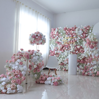 Décor mural floral 3D en tissu, simulation de fond de scène, guirlande de boules de fleurs pour fêtes et décorations photographiques