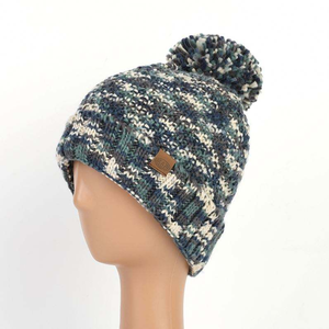 Chapeau en tricot personnalisé, fabrication directe, avec logo, <span class=keywords><strong>pompon</strong></span>, couleur contrastée, pour les activités de plein air, chapeau d'hiver - Product Image 1