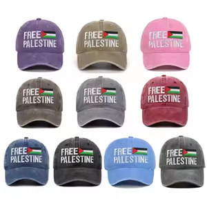 Stock High Quality Custom Cheap Free Palestine 56-60cm Cotton Embroidery Men's Baseball Caps for Gift