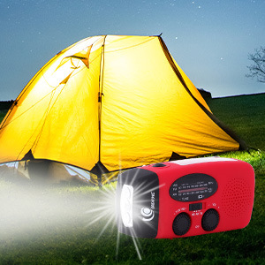 Radio portable d'urgence à manivelle avec lampe torche LED AM/FM, météo, batterie 2000 mAh, WD-088 - Product Image 3