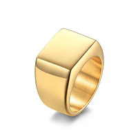 Nouvelle bague ShuoyeW 14 mm en acier inoxydable, style INS, argent antique, or noir brillant, carrée, basique