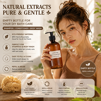 Bouteille pompe en plastique ambré givré de luxe avec impression de logo personnalisé, 300 ml et 500 ml, pour shampoing, gel douche et après-shampoing